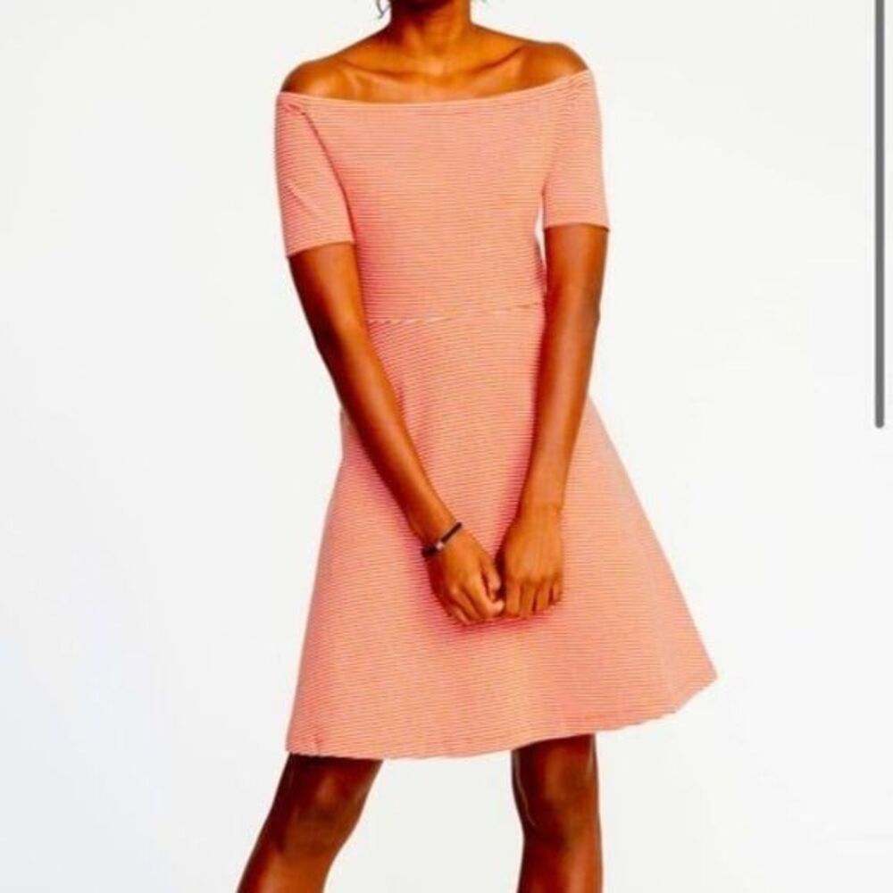 Old Navy Womens Dress Orange L Off-the-Shoulder Striped A-Line Dress